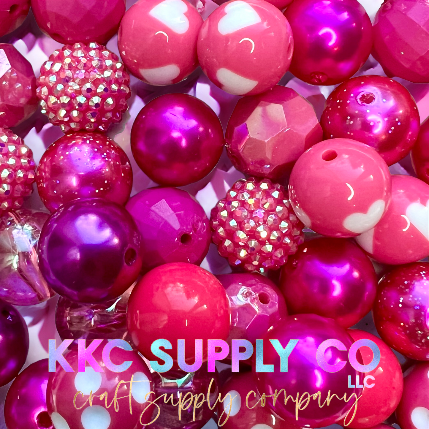 Hot Pink Bubblegum Bead Mix 20mm