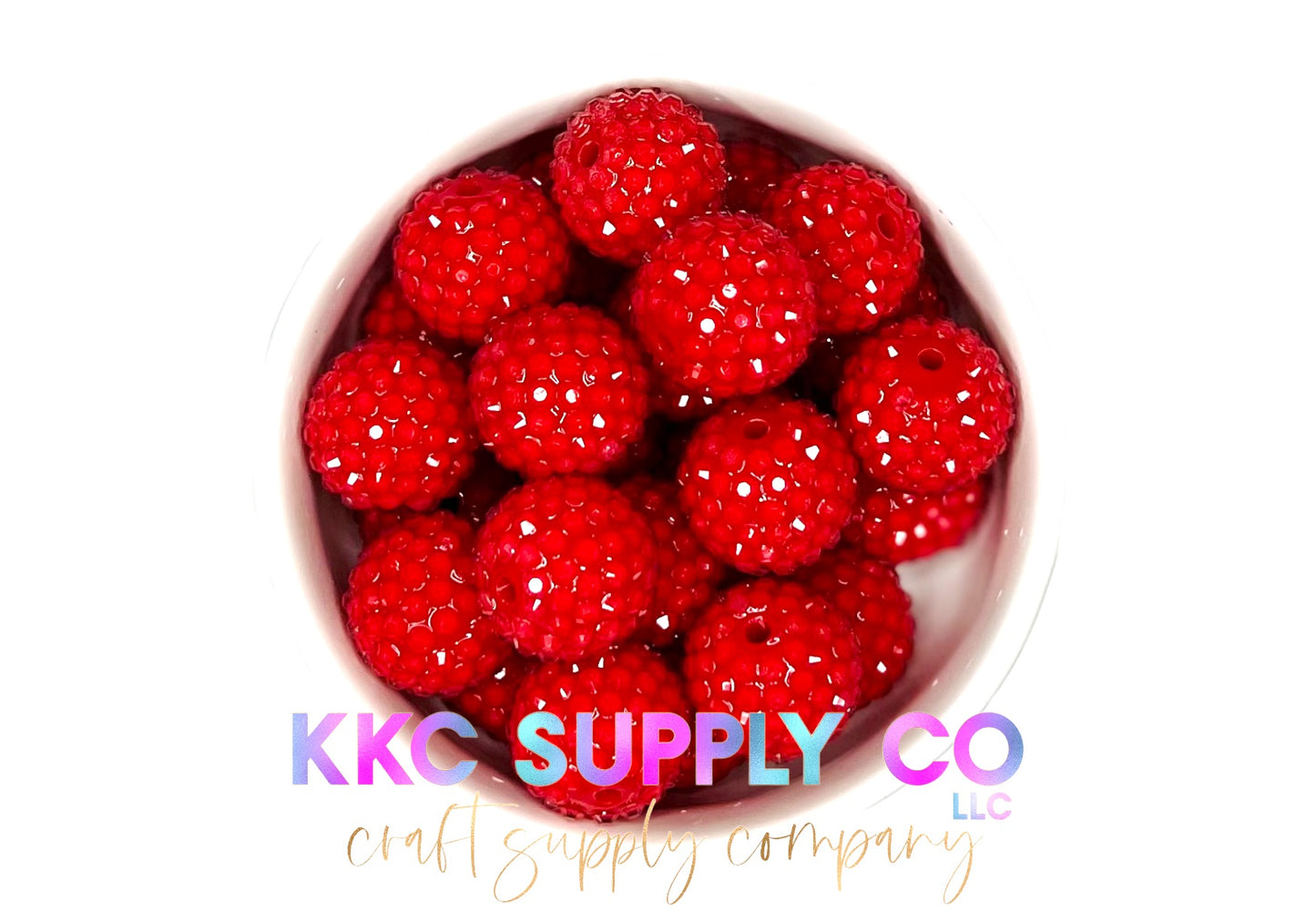 Red Jelly Rhinestone Bubblegum Bead 20mm