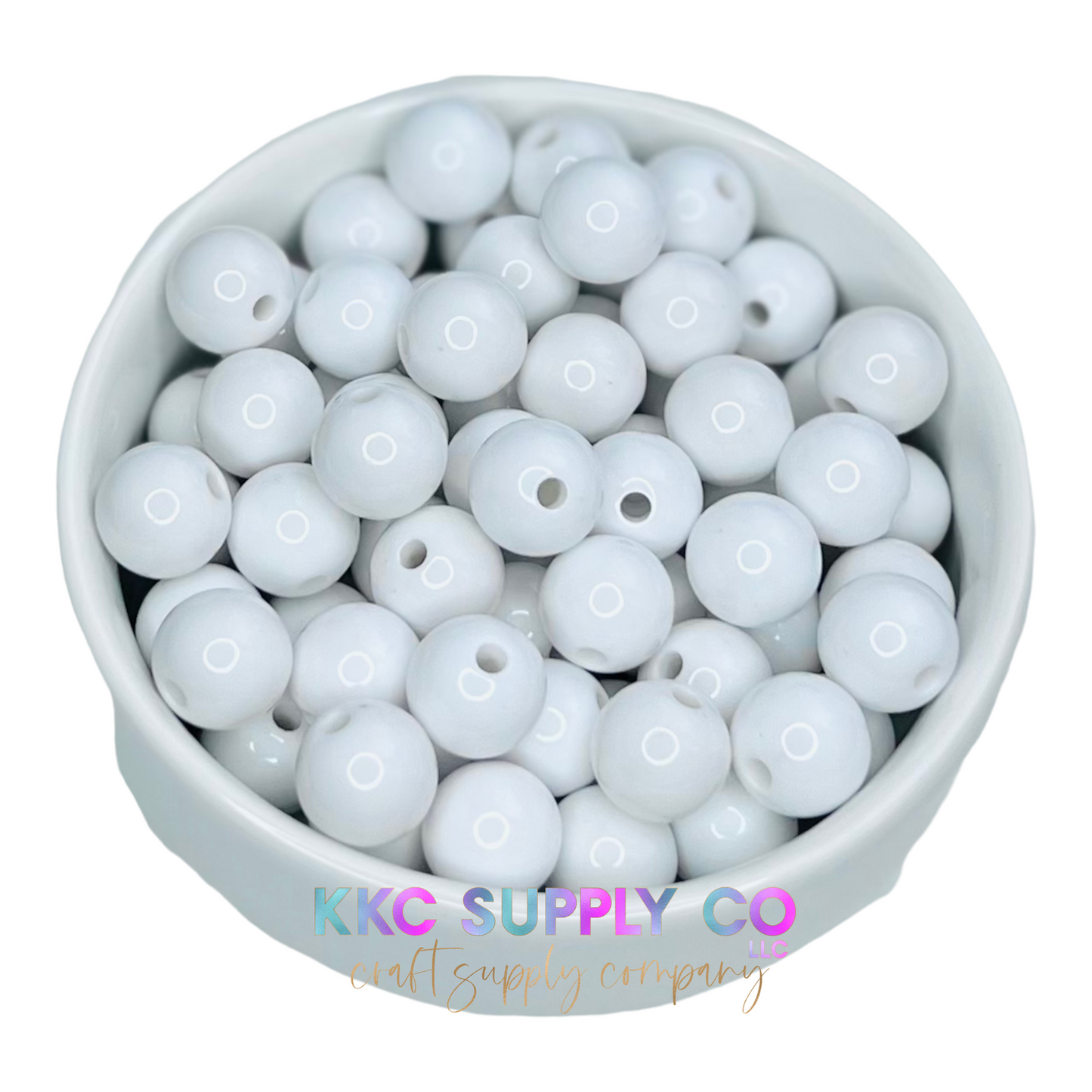White Solid Bubblegum Bead 12mm