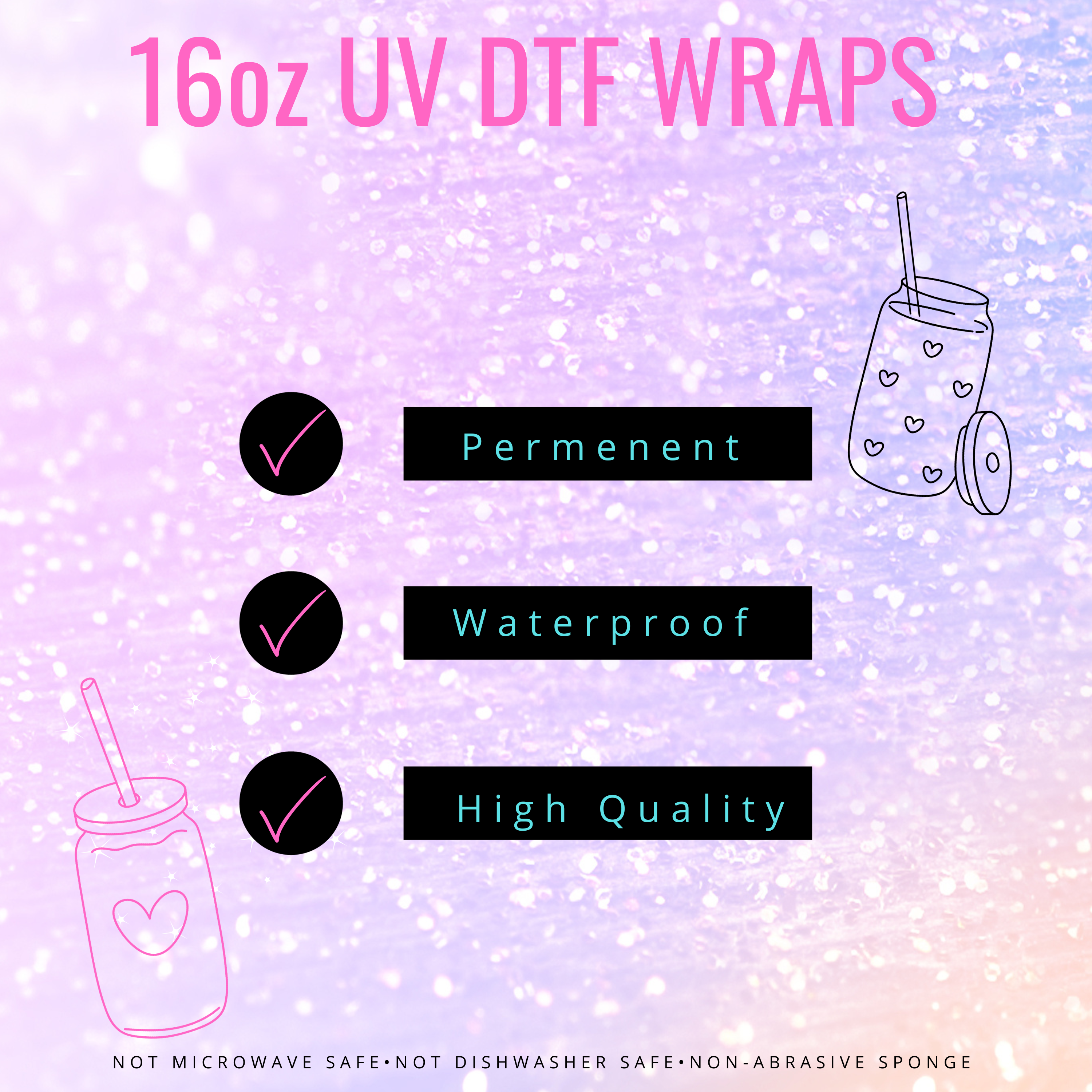 Uv Dtf Cup Wrap Ready To Ship Ready To Apply Wrap 16oz Wrap, 44% OFF