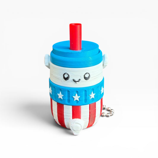 3D Printed Patriotic Mini Tumbler Clicker Fidget Keychain