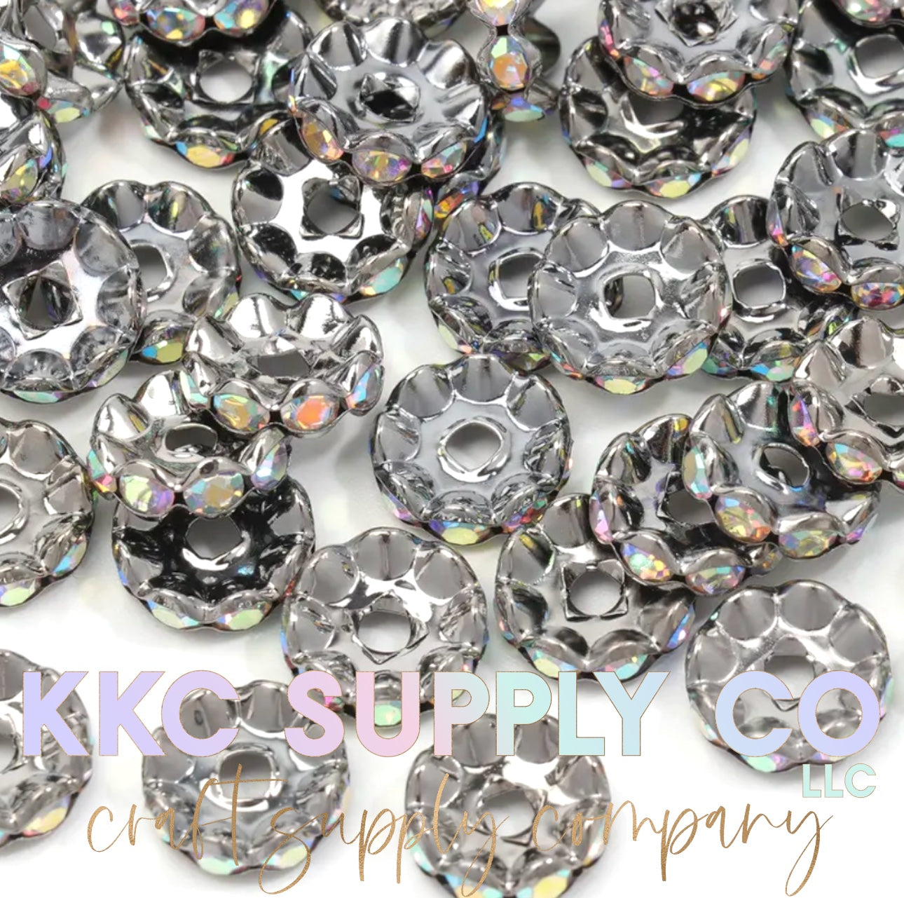 New-Wavy Clear AB Rhinestone Spacer Bead 12mm