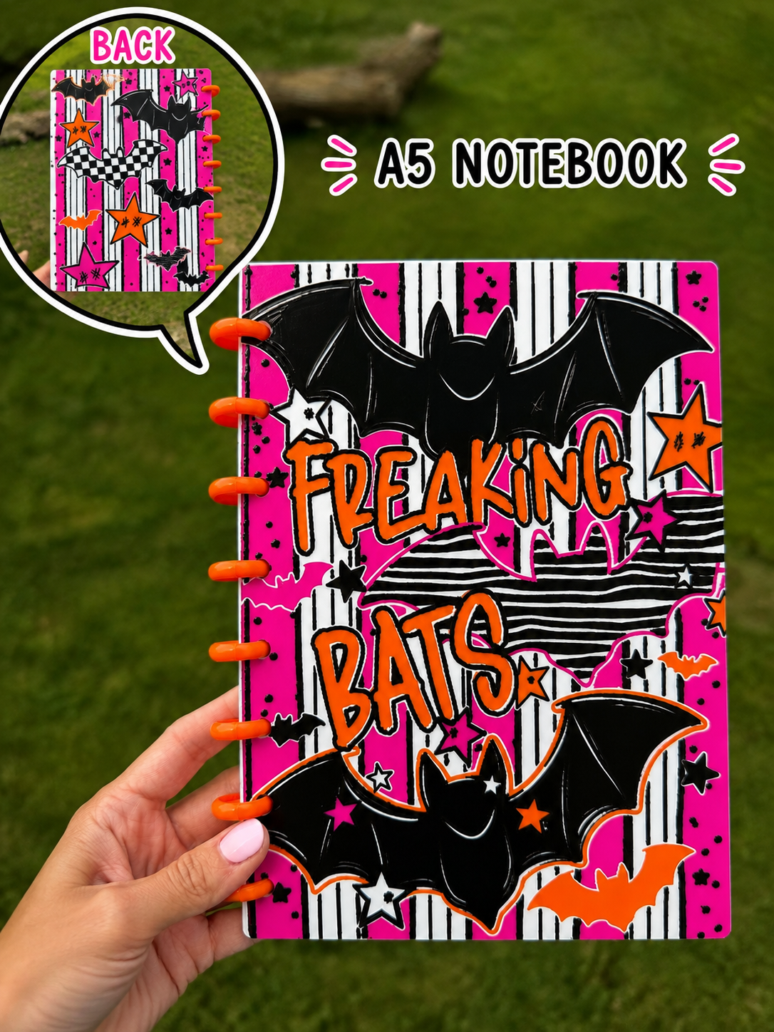 3D Printed Freaking Bats A5 Notebook-Assembled with Paper