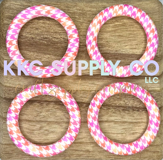 SP97-Pink & Coral Houndstooth 65mm Silicone Ring