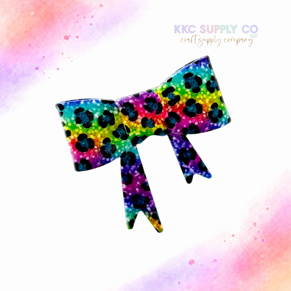 Rainbow Leopard Large Bow Silicone Focal Bead