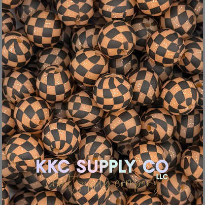 SGL63-Orange Checker Liquid Glitter Silicone Beads