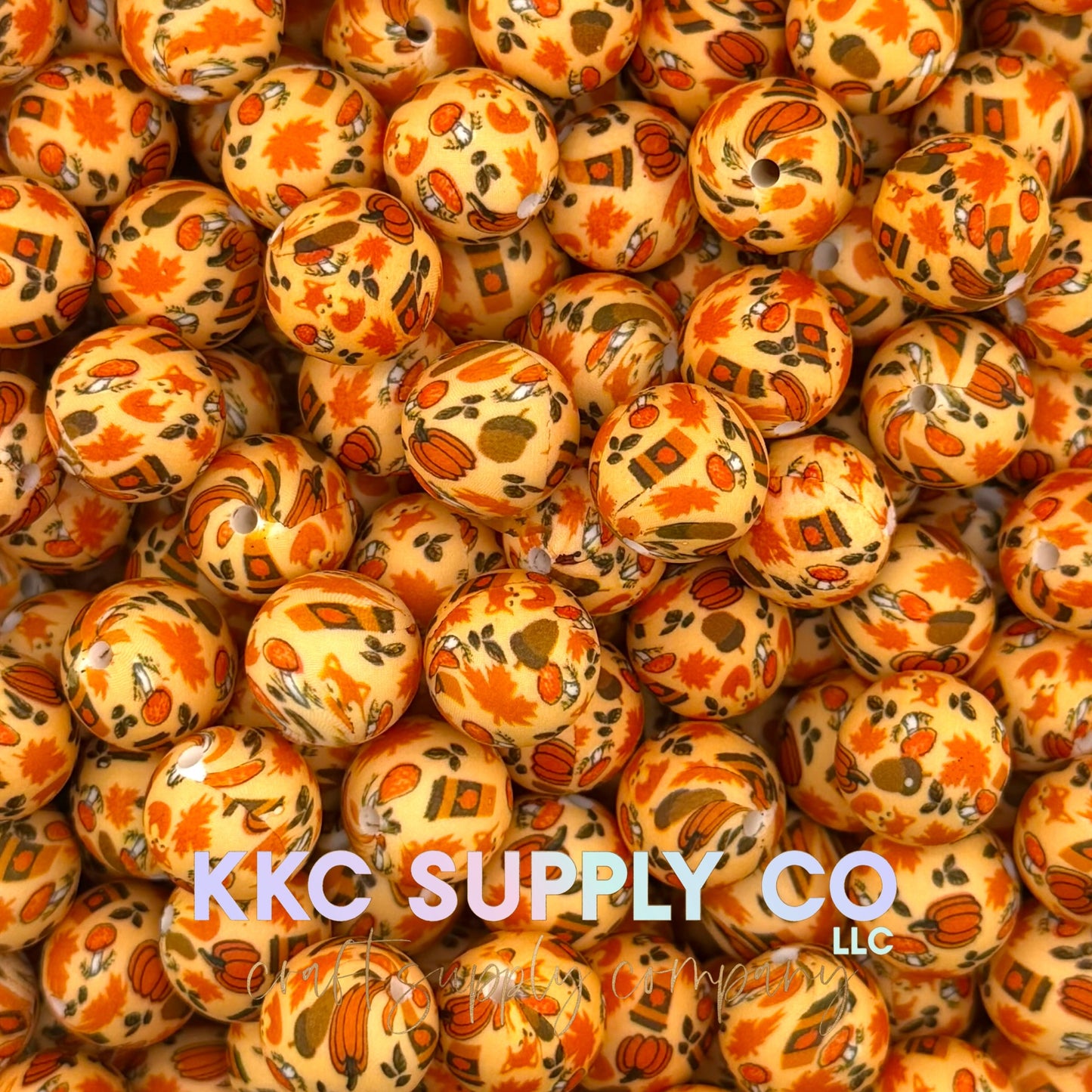 SP284-Autumn Days Printed Silicone Beads (15mm, 65mm ring, and bow)