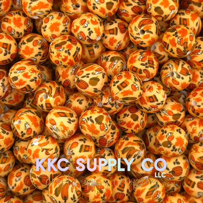 SP284-Autumn Days Printed Silicone Beads (15mm, 65mm ring, and bow)