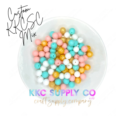 Custom KKCSC Mix "Beachy" 15mm Solid Silicone Bead Mix-50 Count