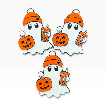 3D Printed Halloween Ghost Badge Reel Topper-Interchangeable or Flatback