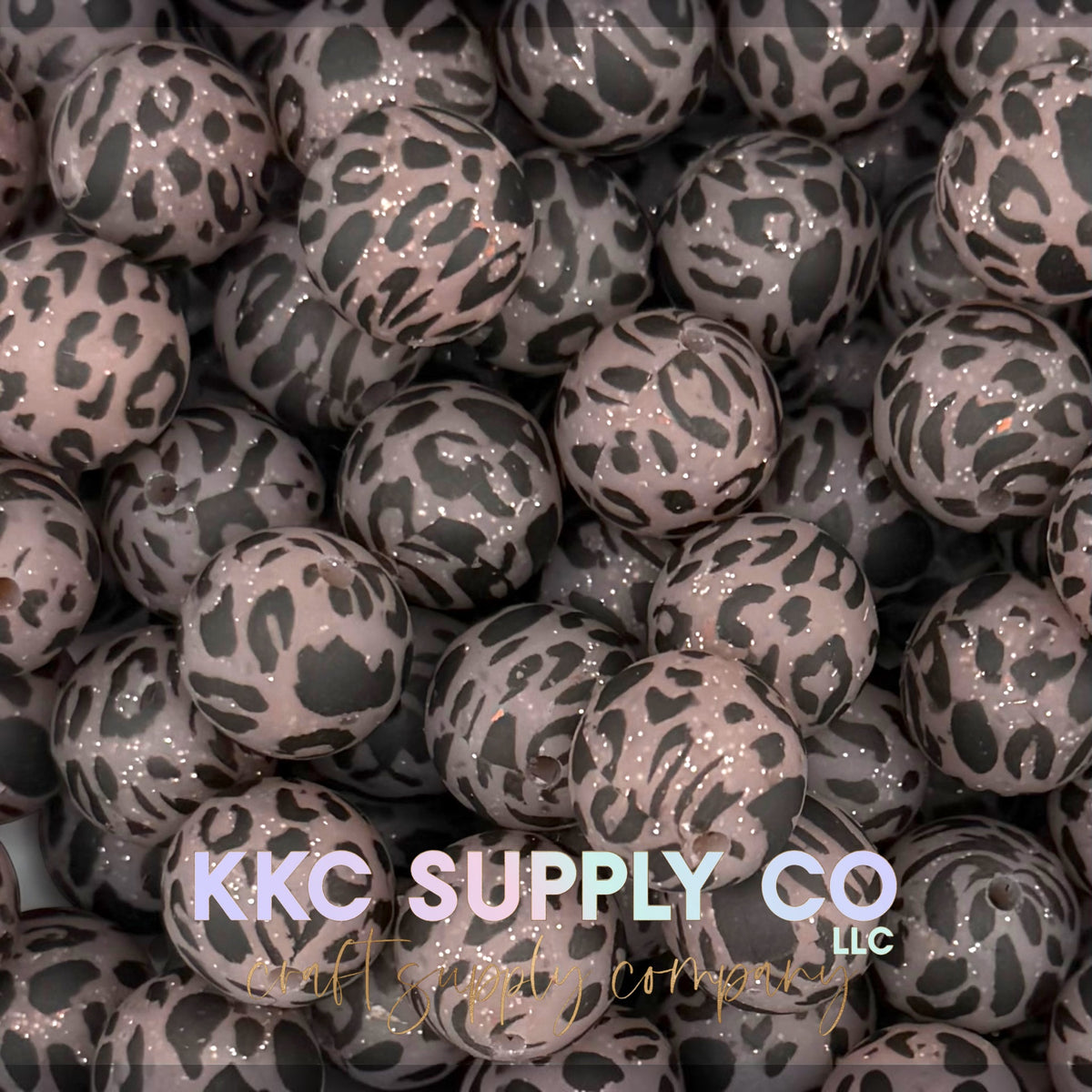 SGL72-Light Brown Leopard Liquid Glitter Silicone Beads