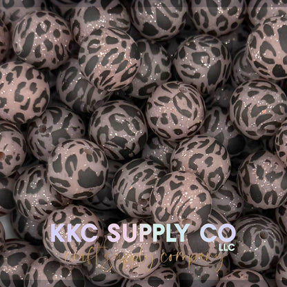 SGL72-Light Brown Leopard Liquid Glitter Silicone Beads