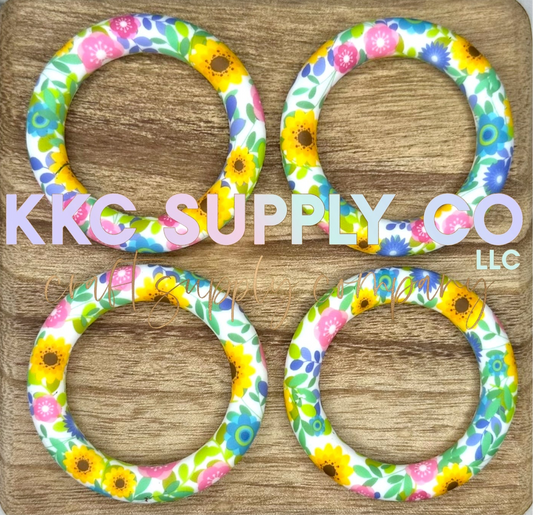 SP95-Bright Sunflower Floral 65mm Silicone Ring