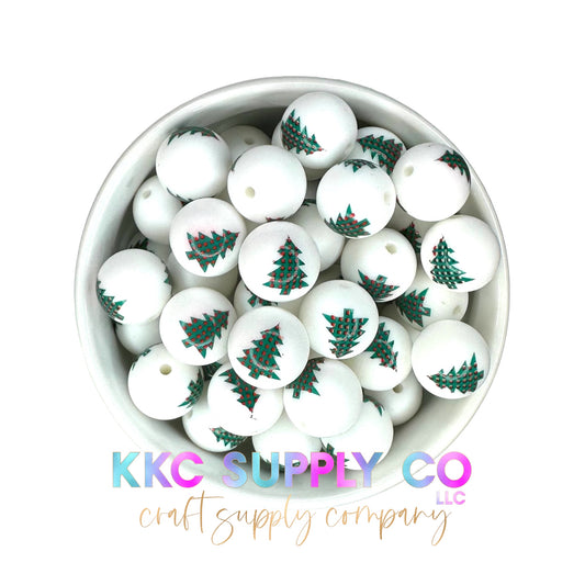 SP71-Christmas Tree 15mm Silicone Printed Bead