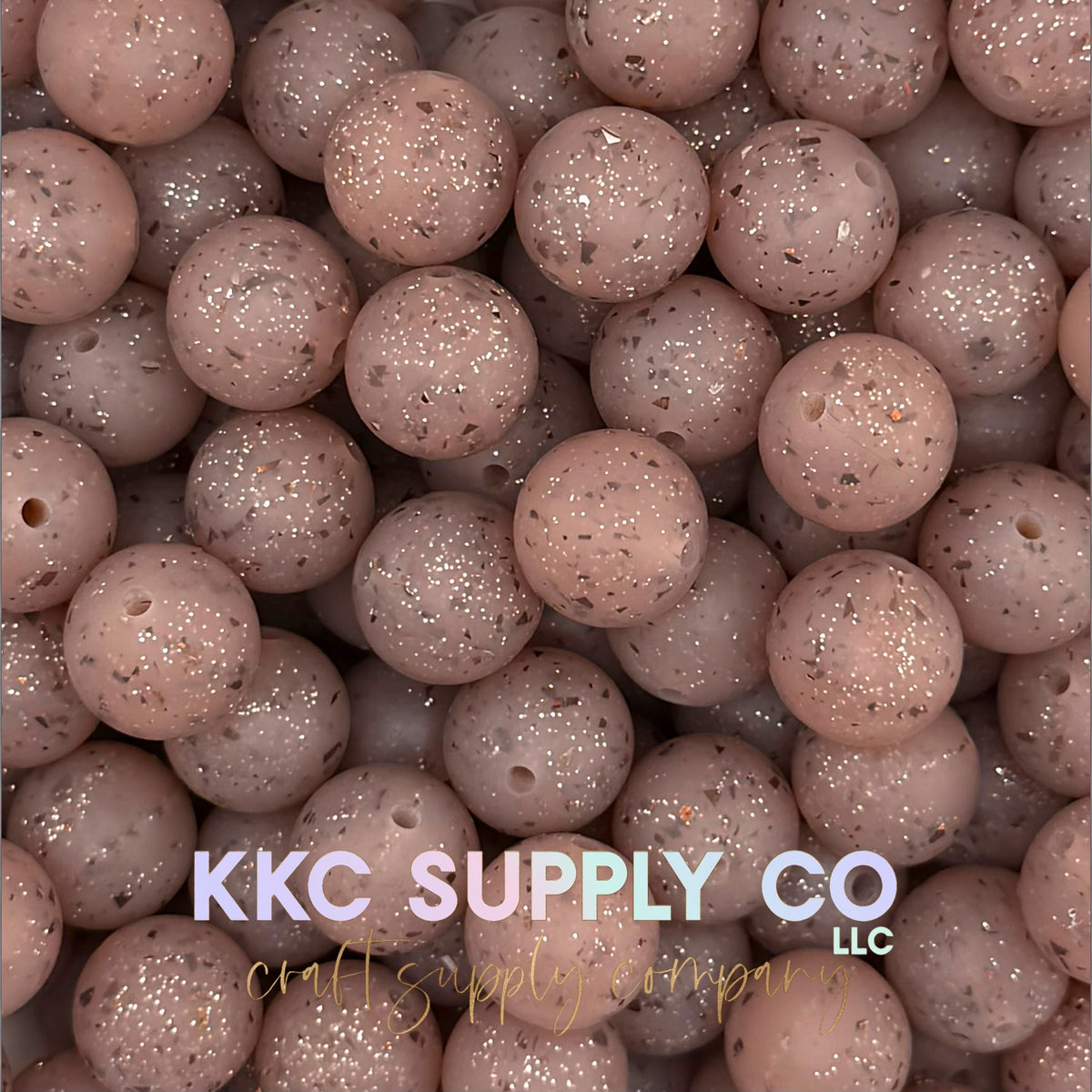 Brown Confetti Glitter Bead 15mm