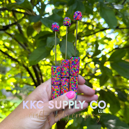 Neon Dotted Rhinestone Beadable Pen