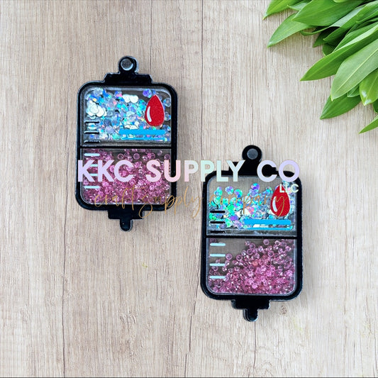 AT78-Blood Bag Glitter Shaker-Acrylic Flatback