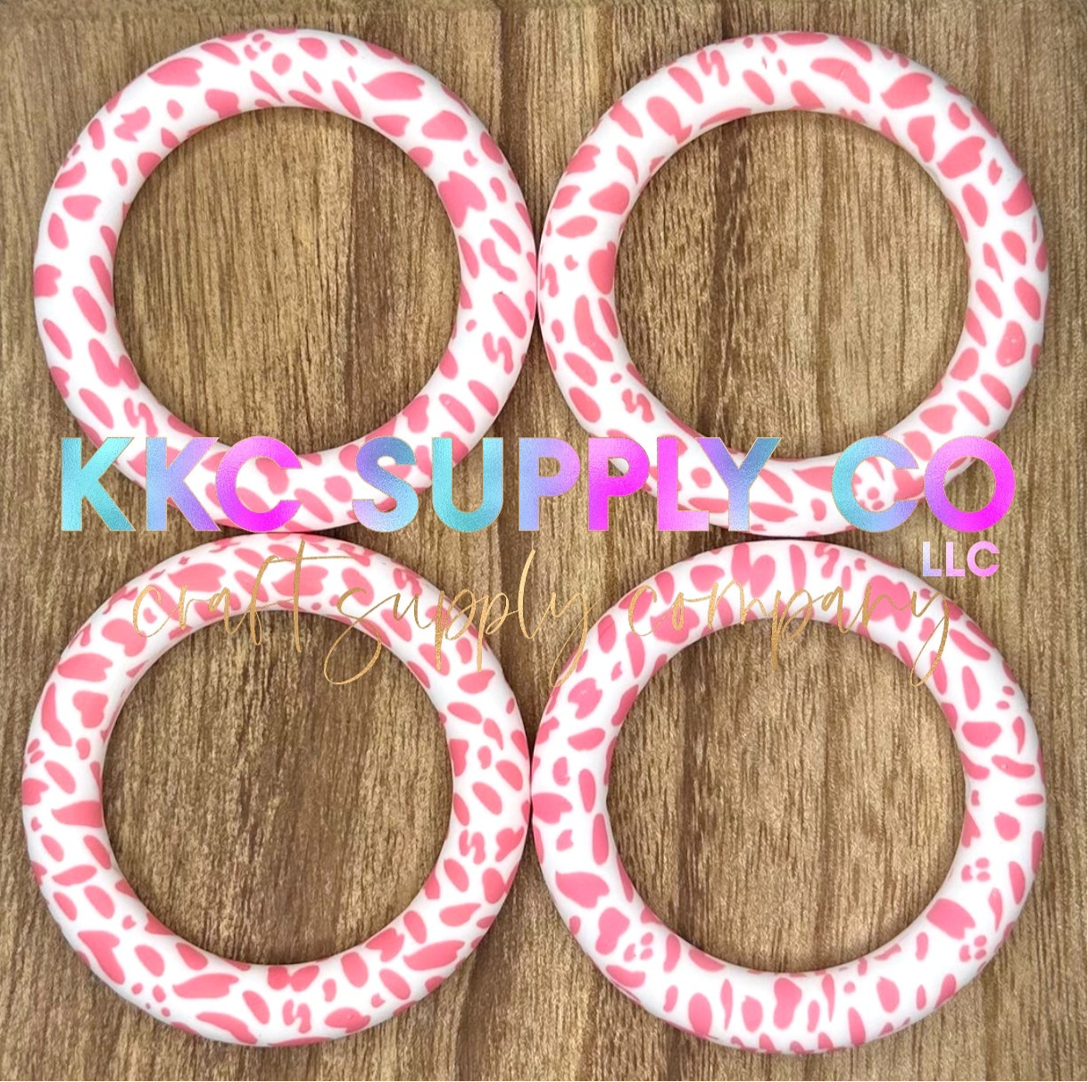 SP28-Pink & White Cow Print 65mm Silicone Ring