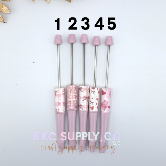 Pink Bow Plastic Beadable Pen Blanks