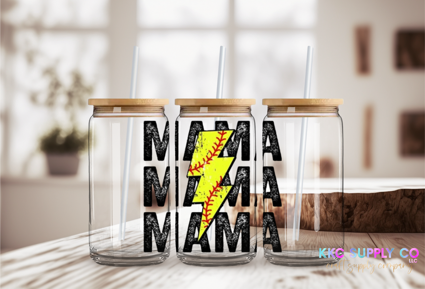 UV16196-Softball Mama 16oz UV DTF Tumbler Decal