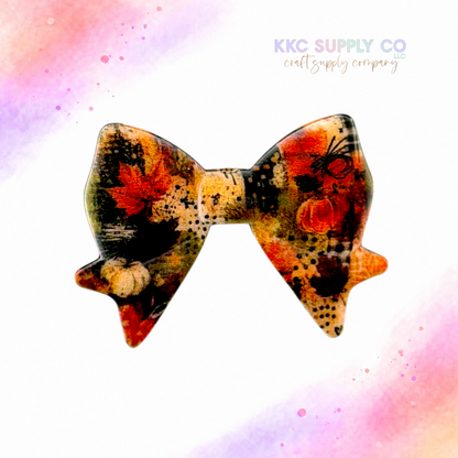 Watercolor Autumn Large Bow Silicone Focal Bead