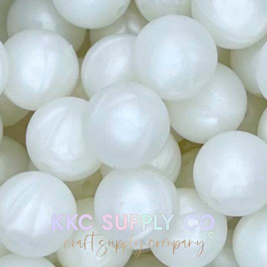 SS02-White Shimmer Solid Silicone Bead