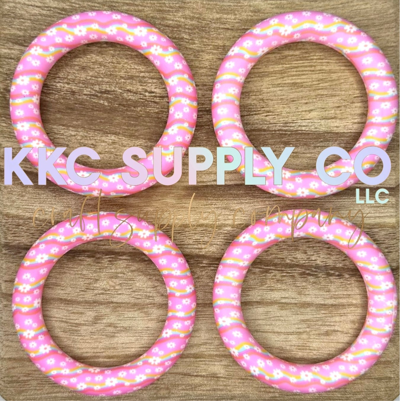 SP101-Pink Retro Daisy 65mm Silicone Ring