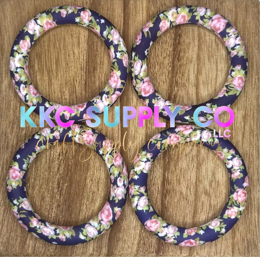 SP43-Navy Floral 65mm Silicone Ring