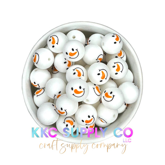 SP70-Snowman 15mm Silicone Printed Bead