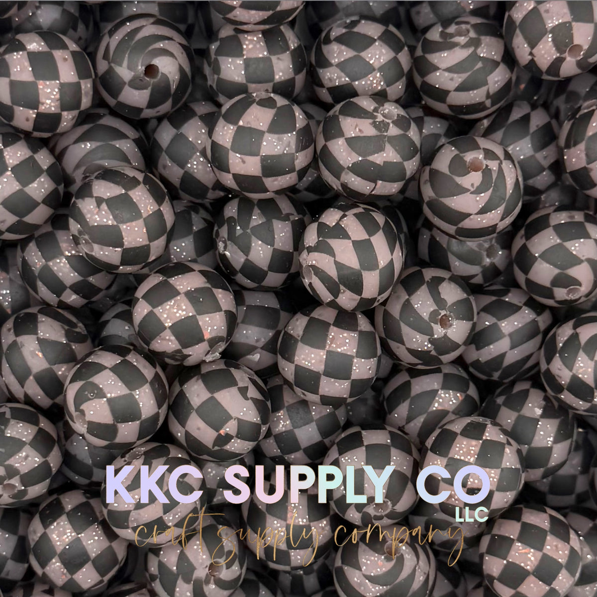 SGL65-Light Brown Checker Glitter Silicone Beads