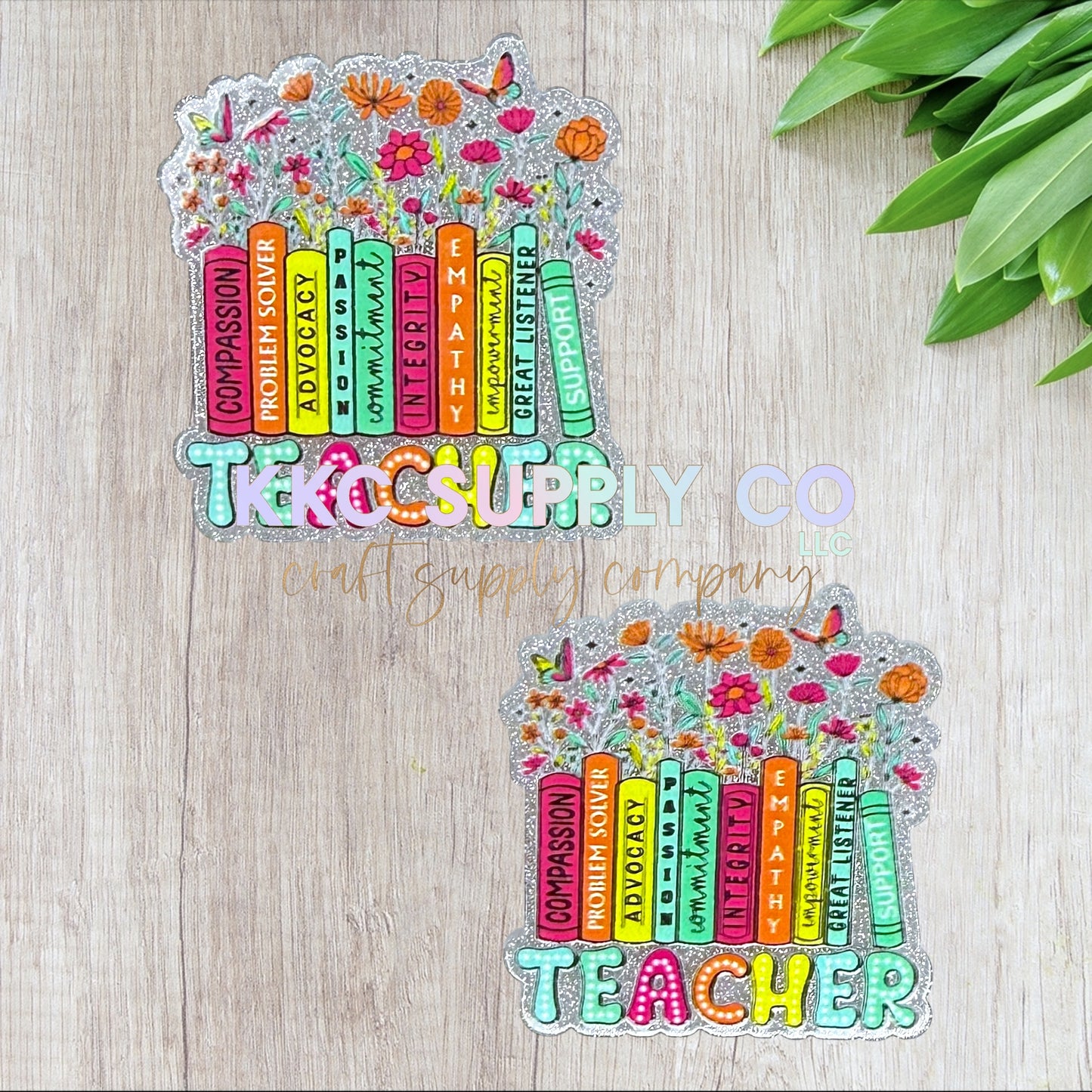 AT246-Floral Book Teacher-Acrylic Flatback