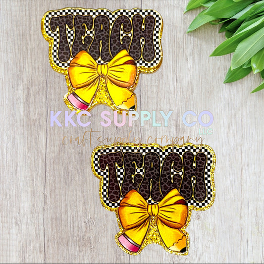 AT247-Leopard Teach Pencil Bow-Acrylic Flatback