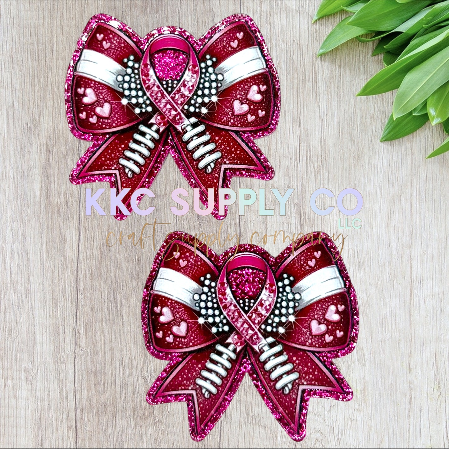 AT278-Breast Cancer Bow-Acrylic Flatback