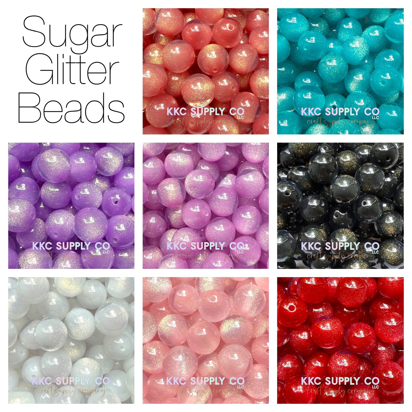 Sugar Glitter Acrylic Beads 20mm