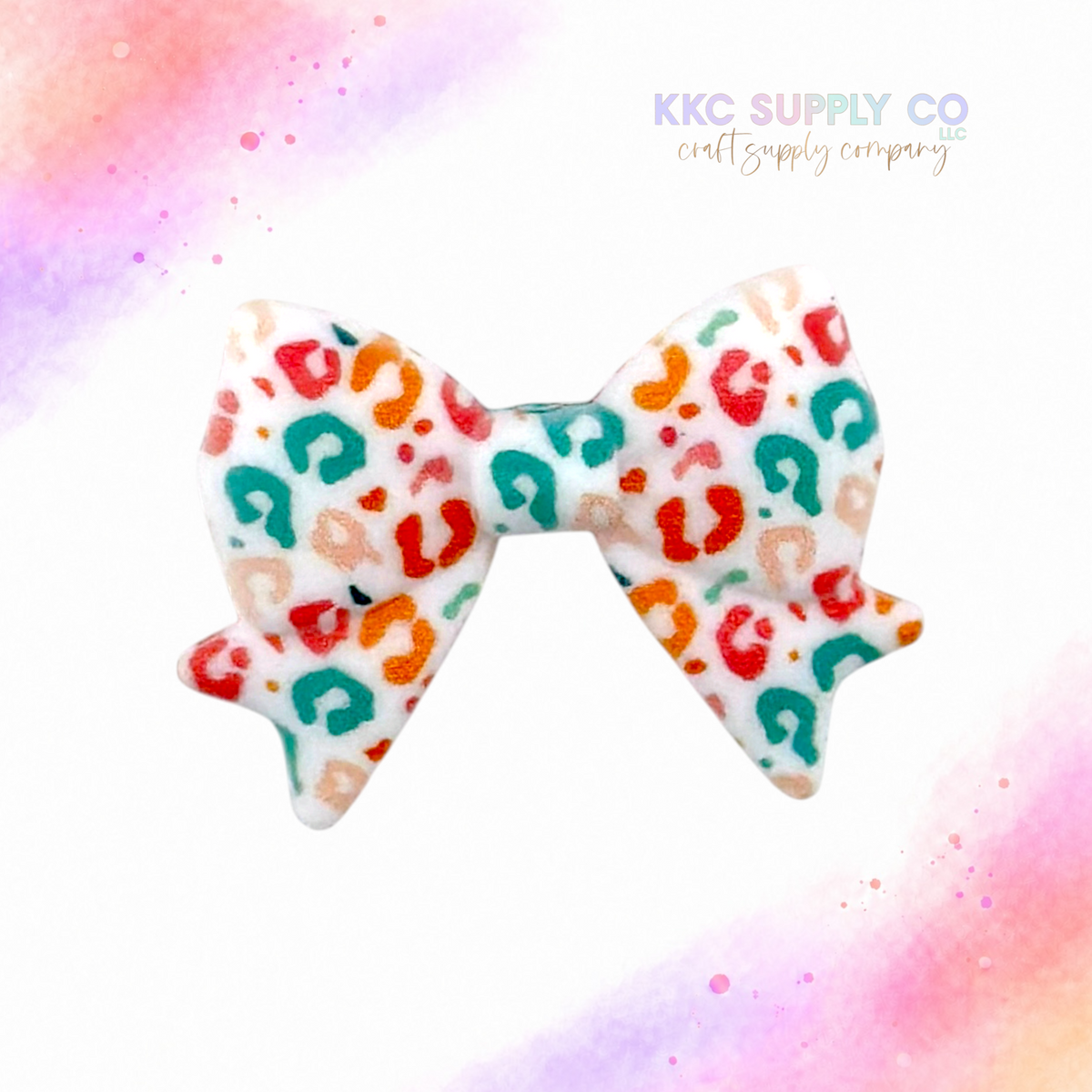 Pretty Leopard Large Bow Silicone Focal Bead