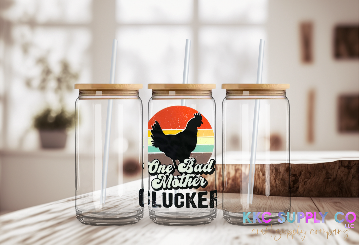 UV16205-One Bad Mother Clucker 16oz UV DTF Tumbler Decal