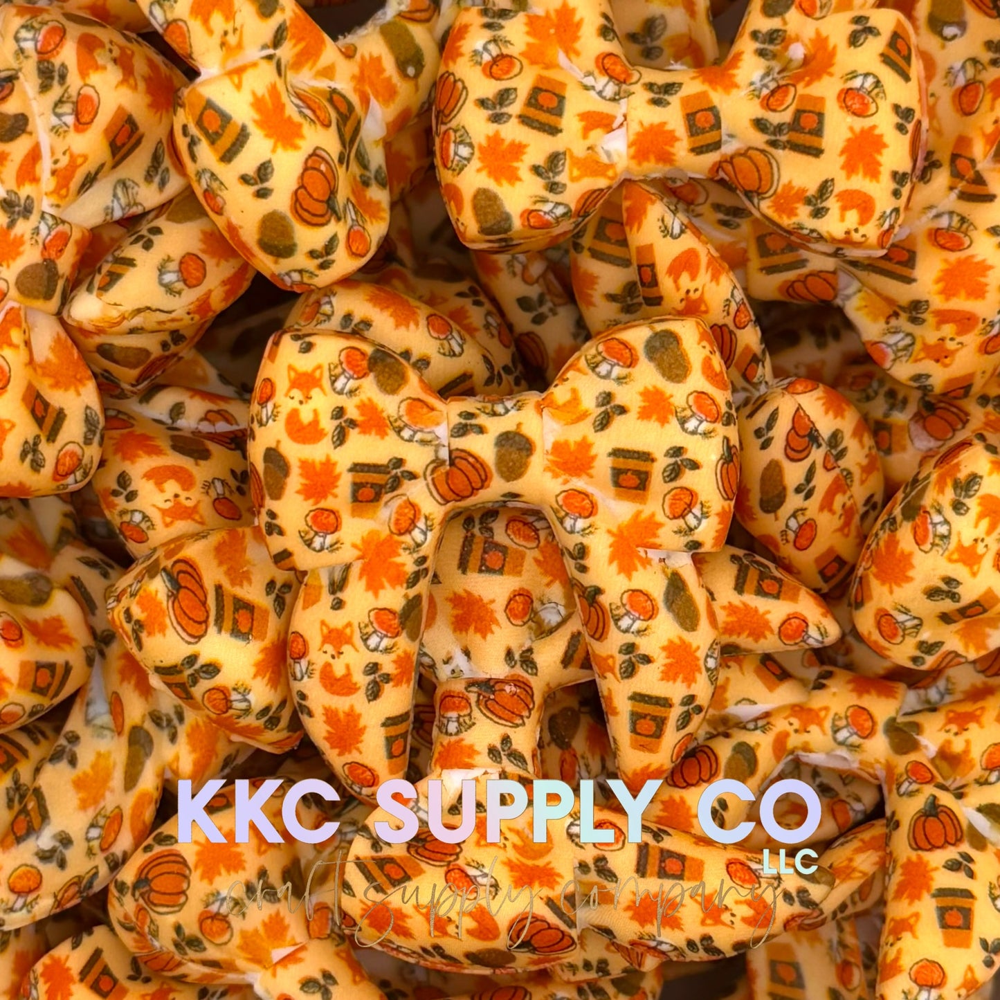 SP284-Autumn Days Printed Silicone Beads (15mm, 65mm ring, and bow)