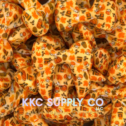 SP284-Autumn Days Printed Silicone Beads (15mm, 65mm ring, and bow)