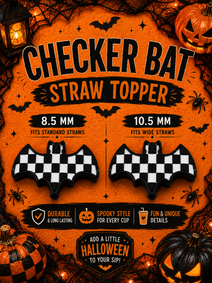 3D Printed Checker Bat Straw Topper
