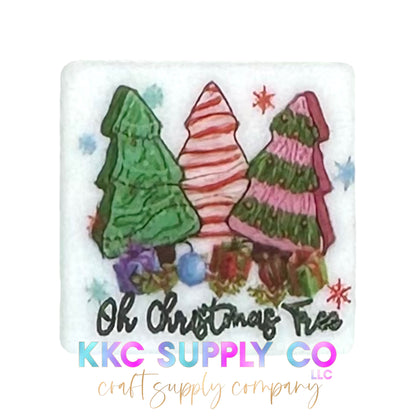 Oh Christmas Tree Square Silicone Focal Bead
