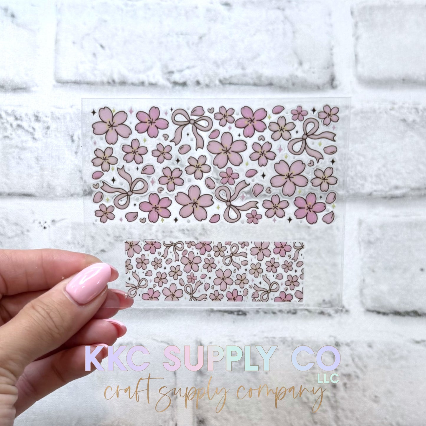 TKUV90-Girly Bows And Flowers-Mini Tumbler Keychain UV DTF Decal