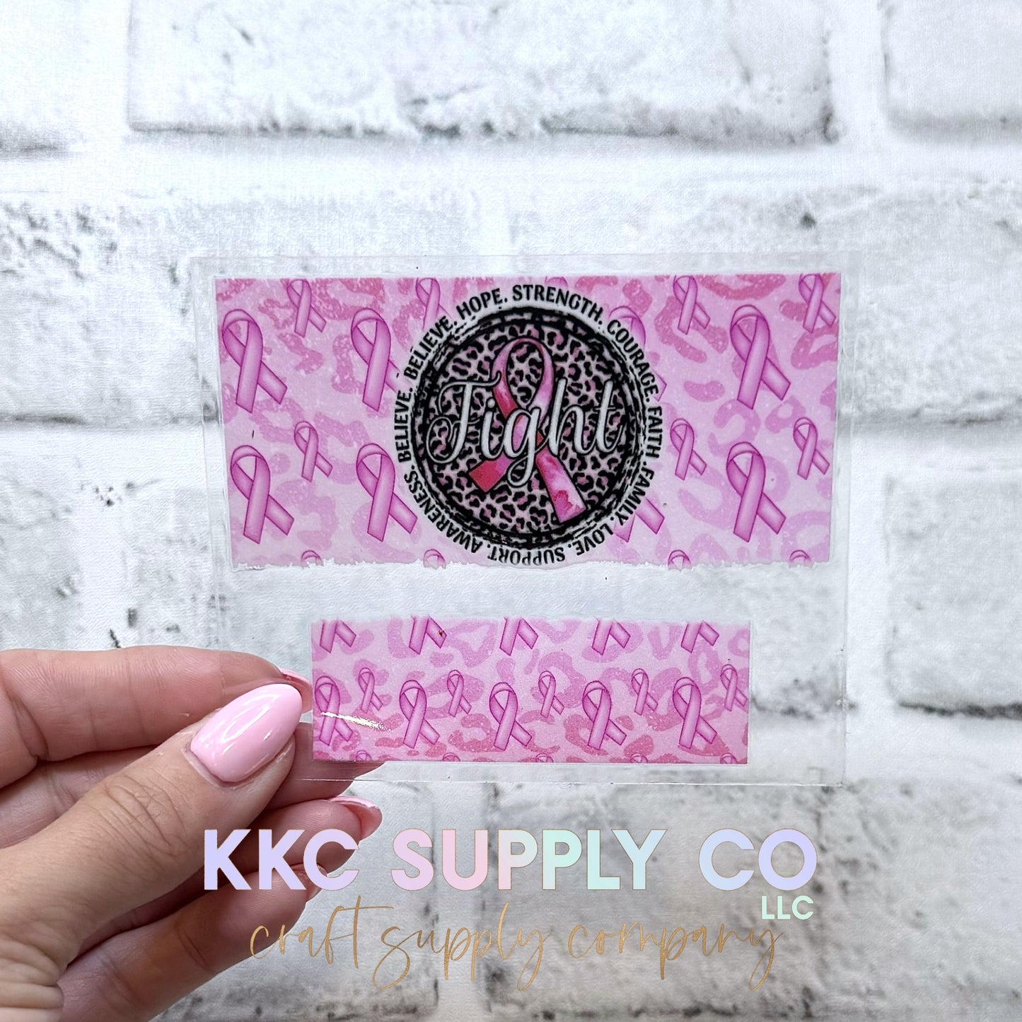 TKUV94-Fight Hope Strength Courage-Mini Tumbler Keychain UV DTF Decal