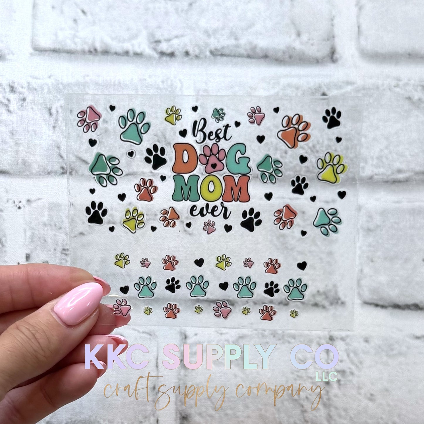 TKUV99-Best Dog Mom Ever-Mini Tumbler Keychain UV DTF Decal