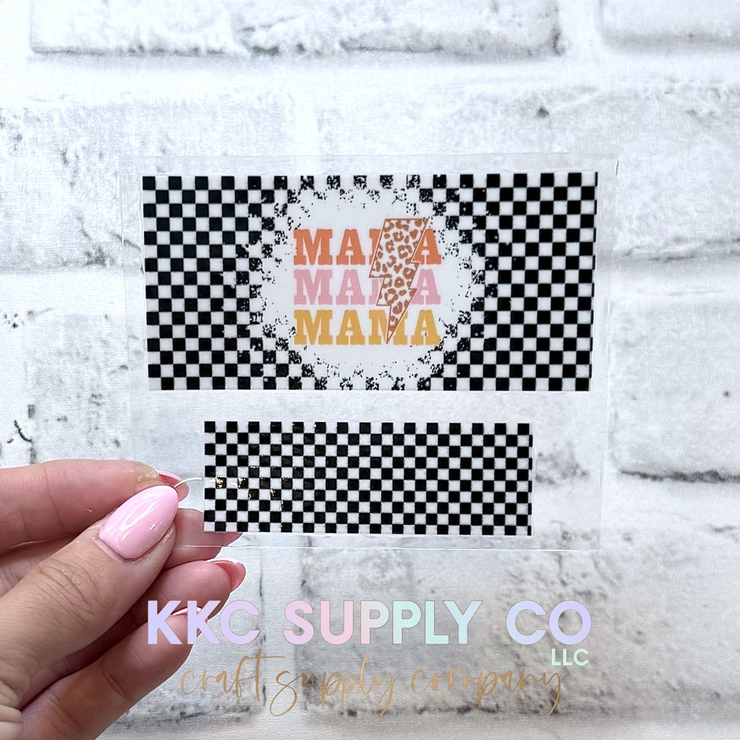 TKUV97-Checker Mama-Mini Tumbler Keychain UV DTF Decal