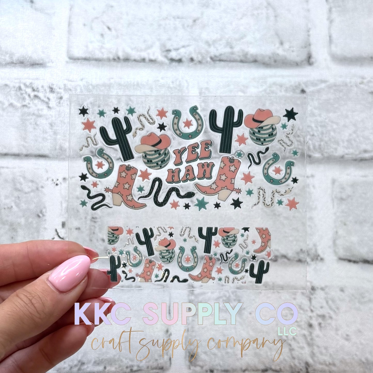 TKUV86-Yee Haw-Mini Tumbler Keychain UV DTF Decal