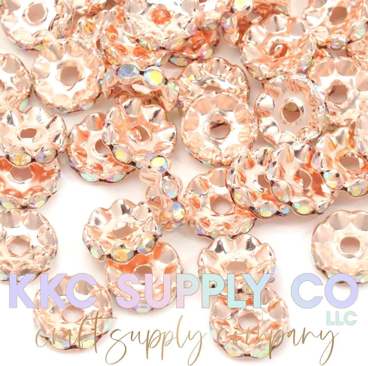 New-Wavy Clear AB Rhinestone Spacer Bead 12mm