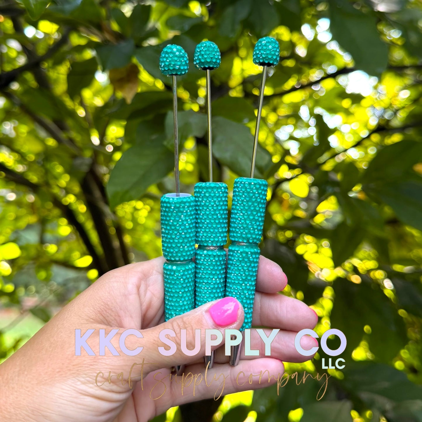 Turquoise Rhinestone Beadable Pen