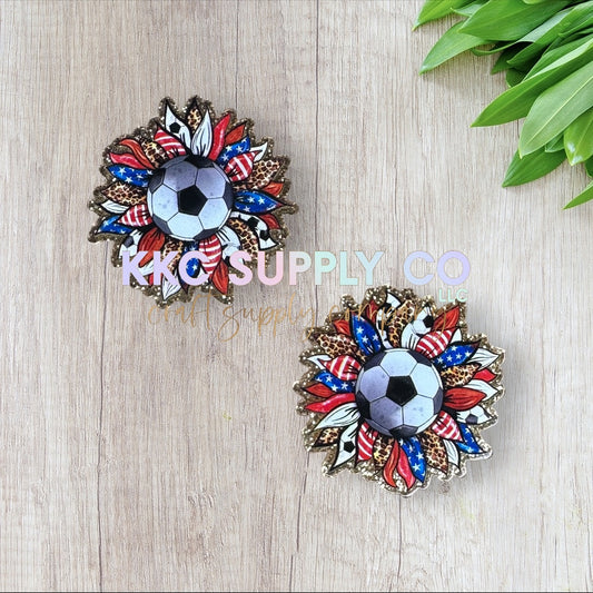 AT93-Soccer Sunflower-Acrylic Flatback