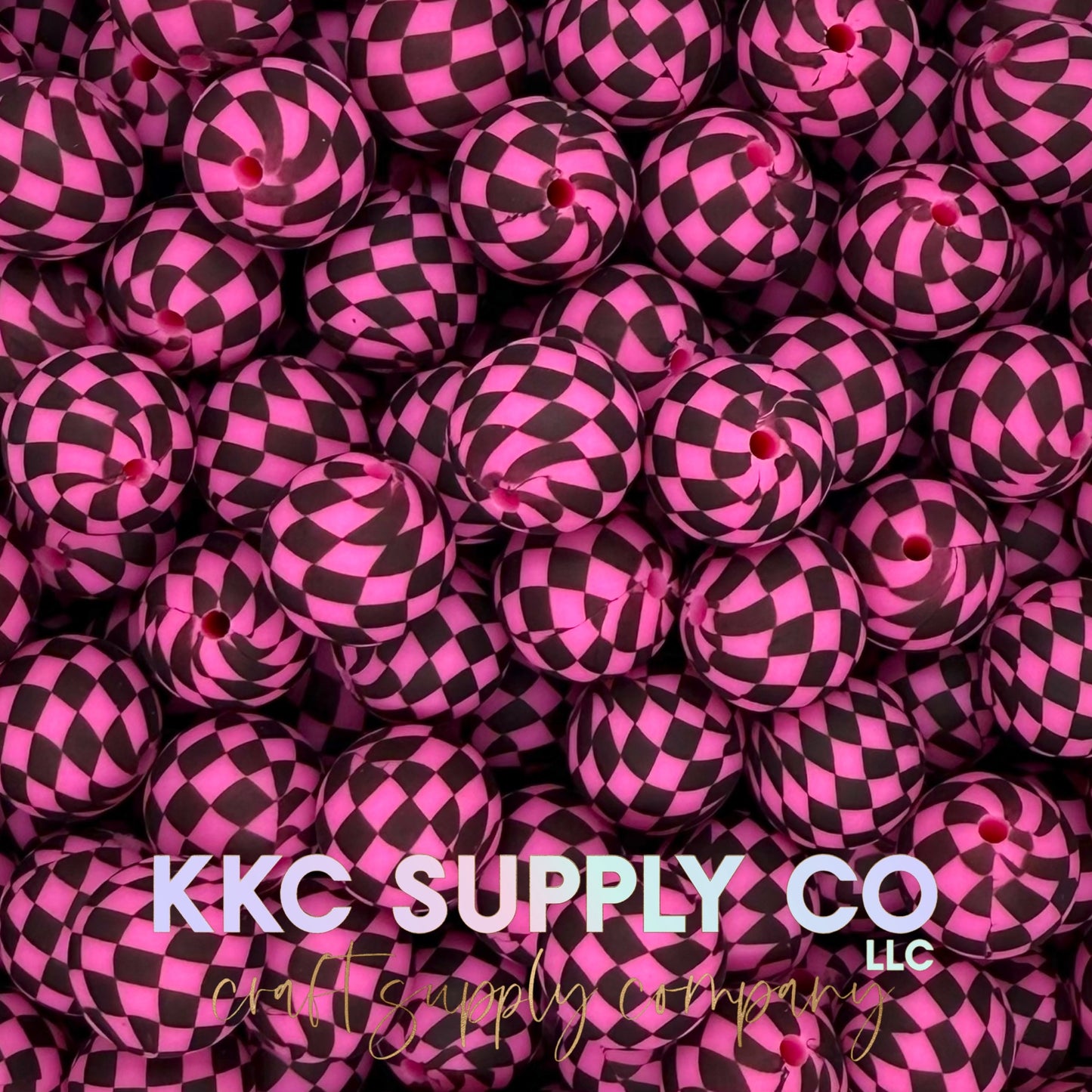 SP246-Magenta Large Checker Silicone Beads