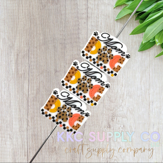 Leopard Dog Mom Silicone Focal Bead